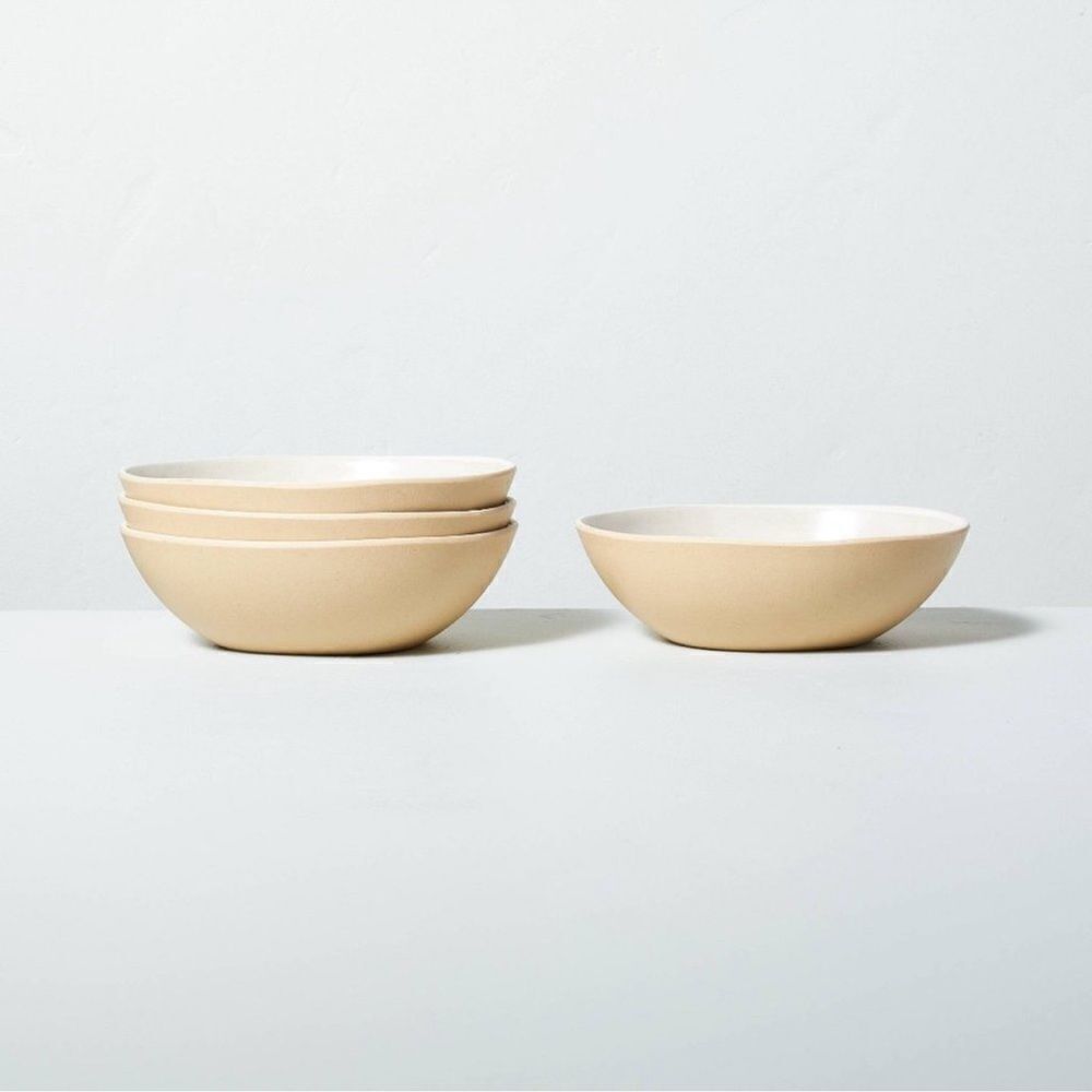 Hearth & Hand Magnolia 4pk 23oz Tonal Bamboo-Melamine Bowl Set Natural/Cream‎